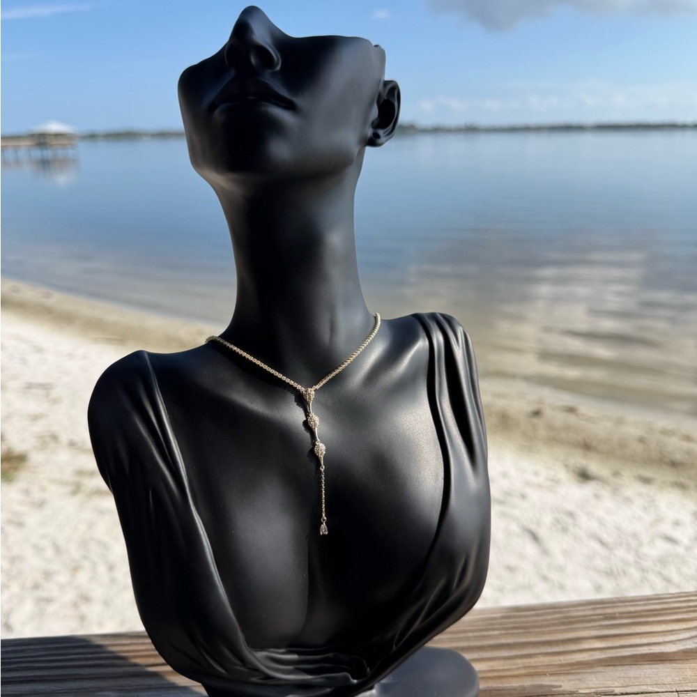 Elegant Gold Necklace with Drop Pendants Sterling Silver - 925